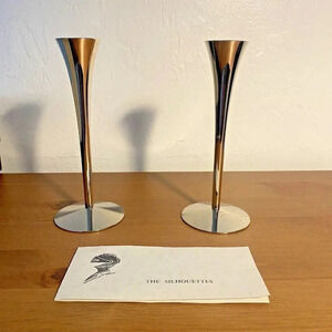 Pair of Silhoutte Candle Sticks made by German Artisans Metal and Nickel Plated